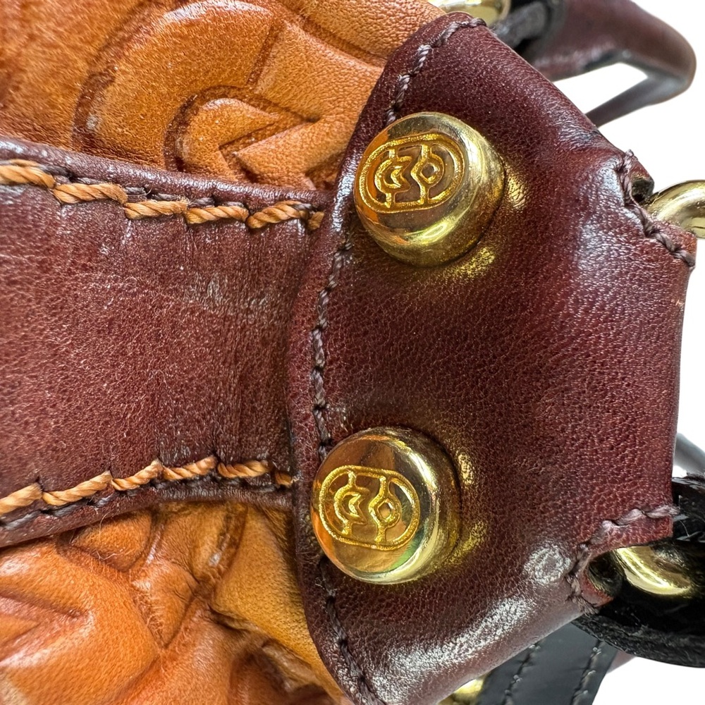 Marino Orlandi Monogram Embossed Leather Bag - Hobo Shoulder/Top Handle - Picture 11 of 14
